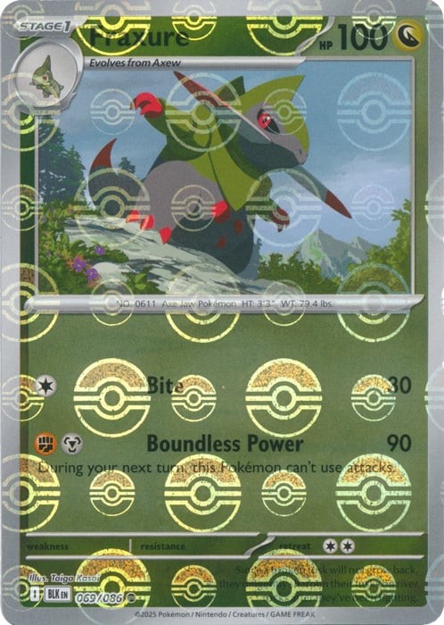 Pokemon Fraxure (Poke Ball Pattern) (69/324) Black Bolt LP REVERSE HOLO