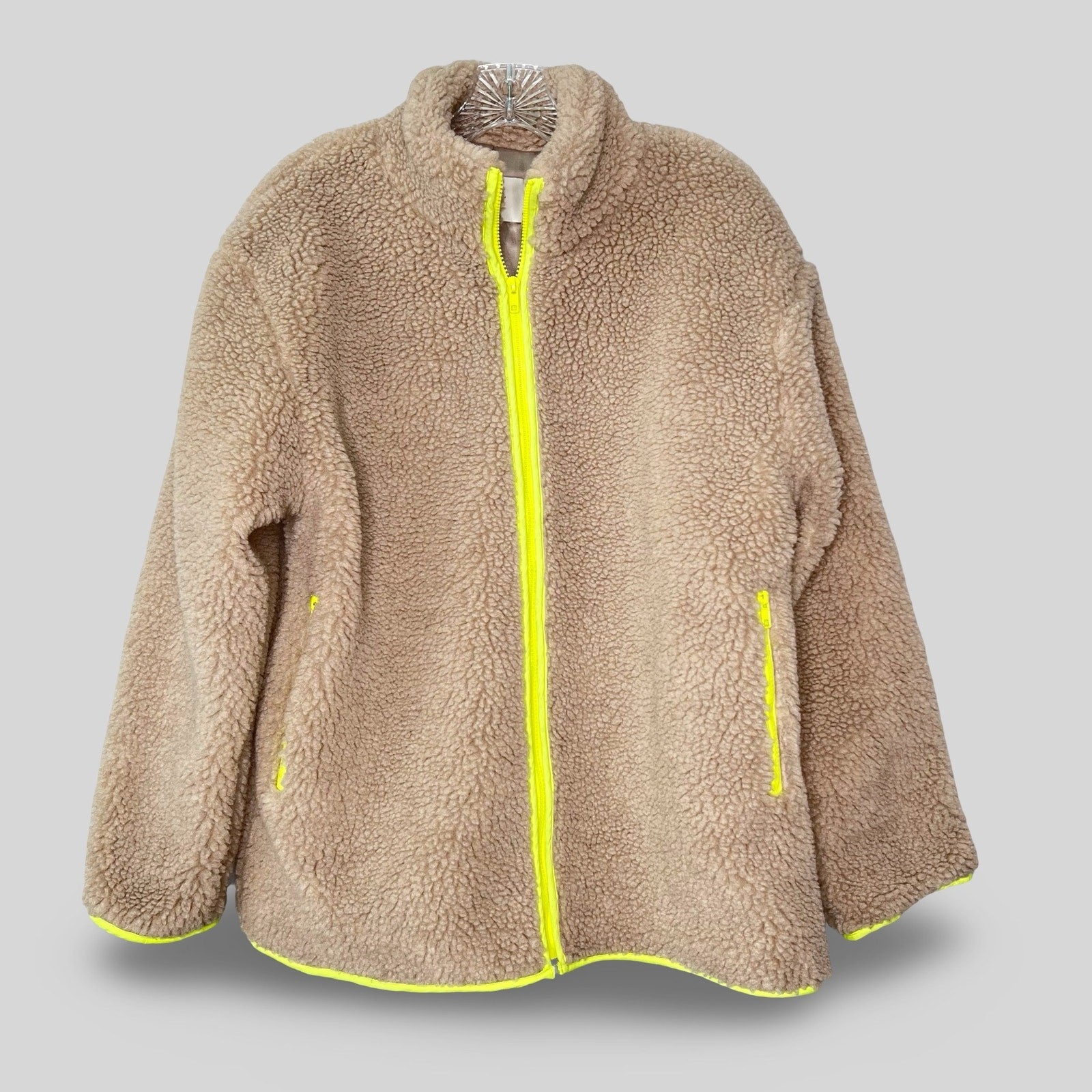 FILA Giacca Pile All:Row Full Zip Beige Giallo Neon Bordo Fuzzy Tempo Libero Taglia M L