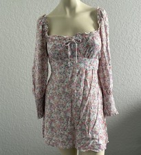 Faithfull the Brand Ira Mini Dress Sz Small Cottagecore Boho Floral Puff Sleeves