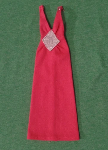 Vintage Barbie Clothes - Vintage Barbie CLONE Watermelon Pink Long Knit Dress