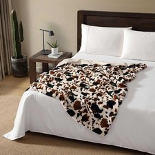 Wrangler - Blanket, Super Soft  Reversible Faux Fur Bedding, Yellowstone Inspir