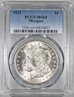 1921 MORGAN SILVER DOLLAR $1 PCGS MS64 UNCIRCULATED NICE DETAILS AND LUSTER D309