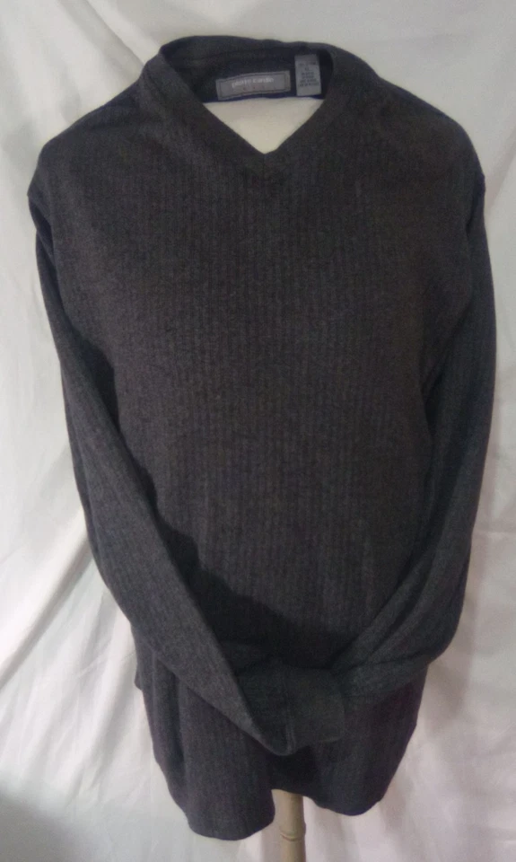 PIERRE CARDIN Mens V-Neck Pullover XL Grey Cotton - Image 3 of 4
