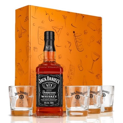 Jack Daniels Geschenkset 0,7l Flasche 40,0 % Vol. + Tumbler stapelbar|Orange