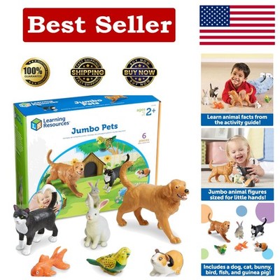 Realistic Jumbo Domestic Pets - 6 Durable Animal Figures for Creative Play