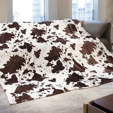 Fleece Blanket King Size - Oversized Soft Plush Cow Print Throw, Full Size Bl...