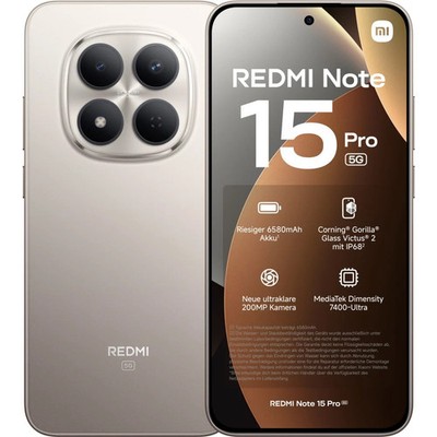 Xiaomi REDMI Note 15 Pro 5G 256 GB Titanium Dual SIM Smartphone Handy
