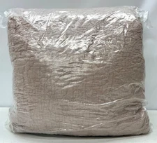 Pottery Barn Belgian Flax Linen Floral Stitch Quilt~KING/CAL KING~Smokey Quartz