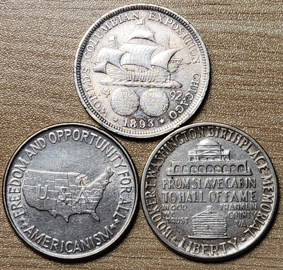 Commemorative Silver Half Dollar Starter Set, Great Gift! 1893, 1946, 1952 - CHW - Image 2 of 4