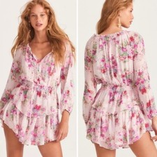 LoveShackFancy Popover Mini Dress Shimmering Springs Floral Size Large