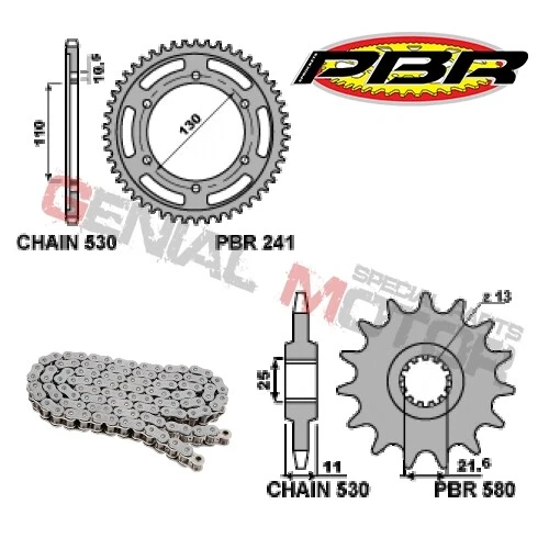 EK2842G Chain and Sprockets Kit 16 / 45 / 530 PBR YAMAHA YZF-R6 2006 > 2019 — 第 2/2 张图片