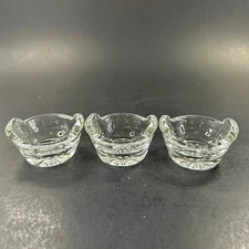 Vtg Heisey Salt Cellar Dip Bucket Clear Pressed Glass Wooden Pattern Set of 3