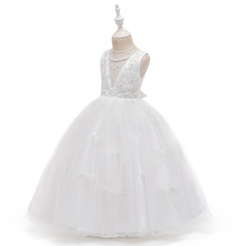 Flower Kids Girls Party Tulle Long Dress Bridesmaid Wedding Formal Prom Dresses - Picture 15 of 58