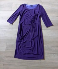 Tia Purple Stretch Pencil Dress Ruched Wiggle Smart Work Party Classic UK14