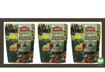 3 PACK- Gefen Organic Roasted Chestnuts, Shelled Ready To Eat -5.2 Ounce