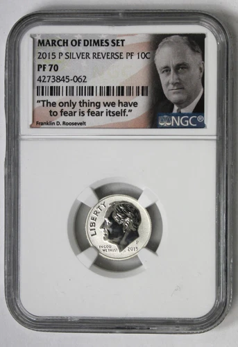 2015-P Reverse Proof Silver Dime March Of Dime Set NGC PF70