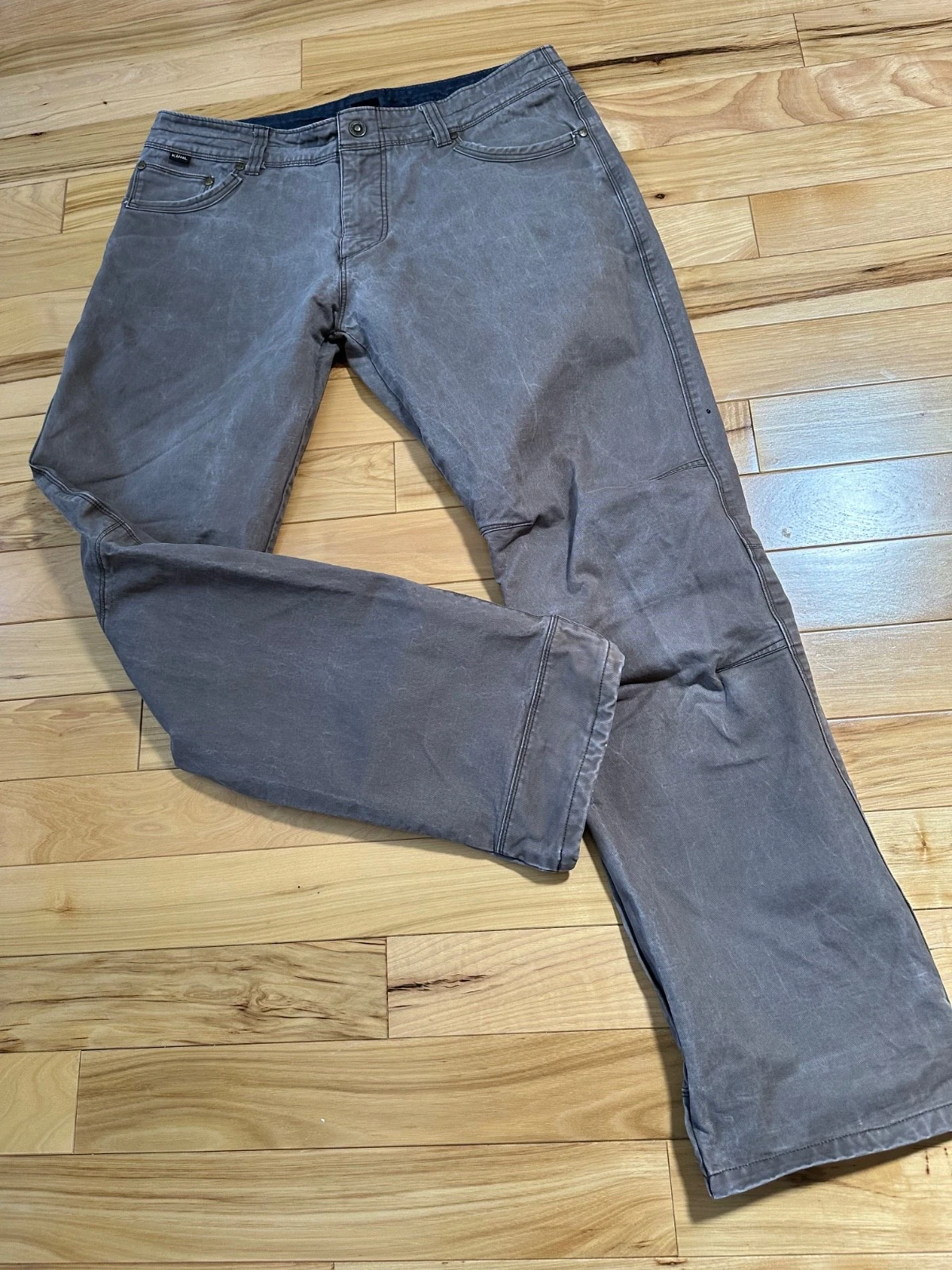 Kuhl Easy Rydr Pants Men Sz 36x33 Canvas Vintage Patina Dye Chinos Brown Color