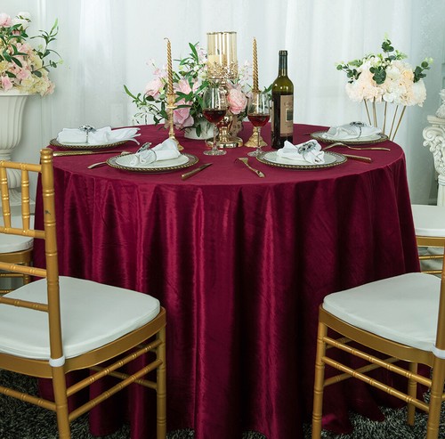 Wedding Linens Inc. 108" Round Seamless Italian Velvet Tablecloths - Picture 4 of 14