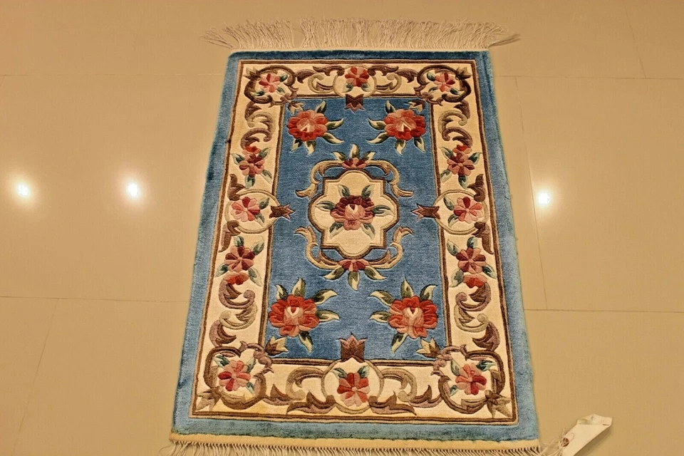 TOP SELLER! ALFOMBRA DE SEDA CHINA VINTAGE AUBUSSON 2'x3' ¡NUEVA! ¡GRAN OFERTA!! Foto 2 de 4