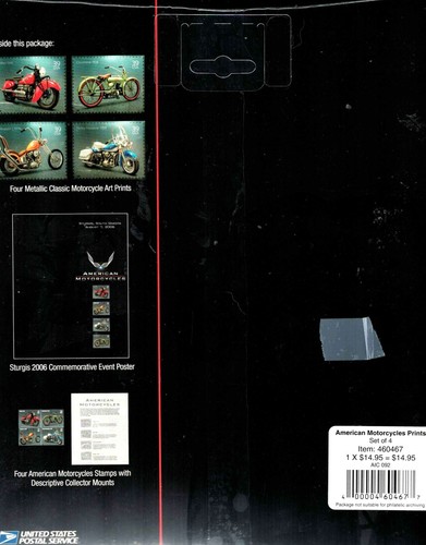 USPS MOTORCYCLE PRINTS W/STAMPS - IN ORIGINAL PACKAGE- RETAIL=$14.95 - Picture 2 of 3