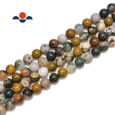 Natural Ocean Jasper Smooth Round Beads Size 4mm 6mm 8mm 10mm 12mm 15.5" Strand