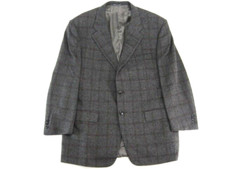 Corneliani Cashmere Wool Gray Brown Windowpane Tweed Blazer Sport Coat Italy 46R