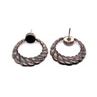 Estate Sterling Silver & Black Onyx Rope Design Earrings – Post And Stamped — photo 4