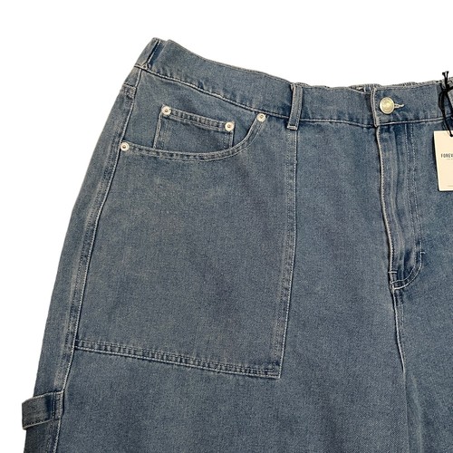 Forever 21 Womens Shorts 20 Blue Denim Cargo Style Elastic Waist Pockets - Picture 3 of 18