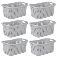Sterilite Weave Laundry Basket With Wicker Pattern, Cement (6 Pack) | 12756a06 on sale Sterilite Weave Laundry Basket With Wicker Pattern, Cement (6 Pack) | 12756a06 on sale