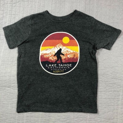 Big Foot Lake Tahoe T Shirt Boy Large Youth Gray Graphic Blue 84 California Kids