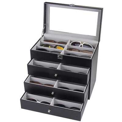 24 Slots Glasses Storage Display Case Organizer Box For Eyeglass Sunglasses Gift