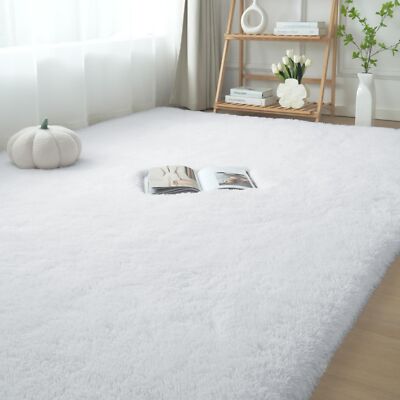 White Fluffy Area Rug Bedroom: Shag Rugs for Bedroom -White Area Rug 5x7 Plus...