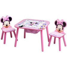 Minnie Mouse Table Chairs Set Furniture Play Kids Toddler Game Color Preschool