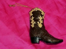      WESTERN TAN  BROWN COWBOY BOOT COUNTRY CHRISTMAS ORNAMENT