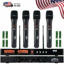 2020 EMB Audio 4 Channel Quad UHF Handheld Wireless Microphone System Mic 6-8 Hr
