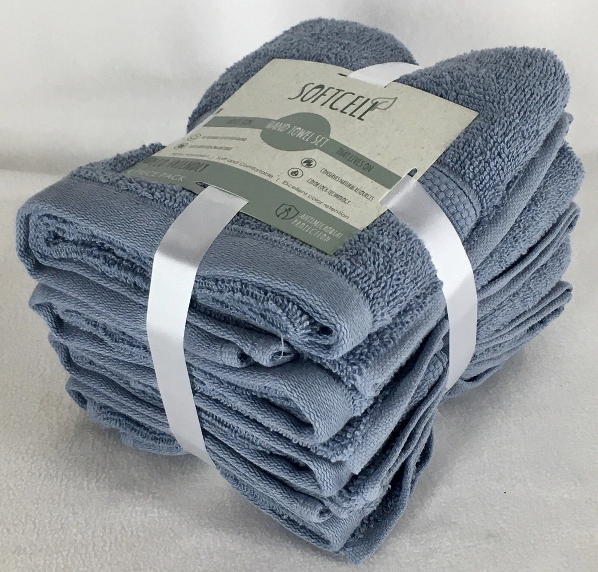 4 Lake Blue Hand Towels Eco Friendly Antimicrobial Protection Soft Absorbent