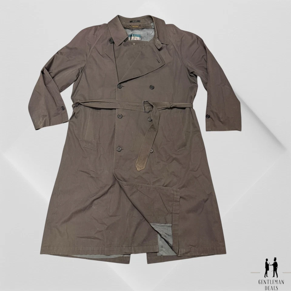 Gabardina de Colección Sanyo Doble Pecho Hecha en Japón 44 L Largo Cinturón Forrada en Lana Foto 3 de 4