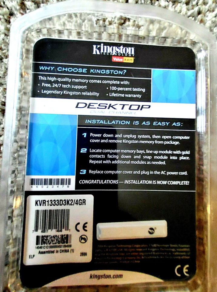 Kingston 4GB RAM, DDR3, Memory, PC3-10600, 1333MHz, NEW - Image 3 of 3