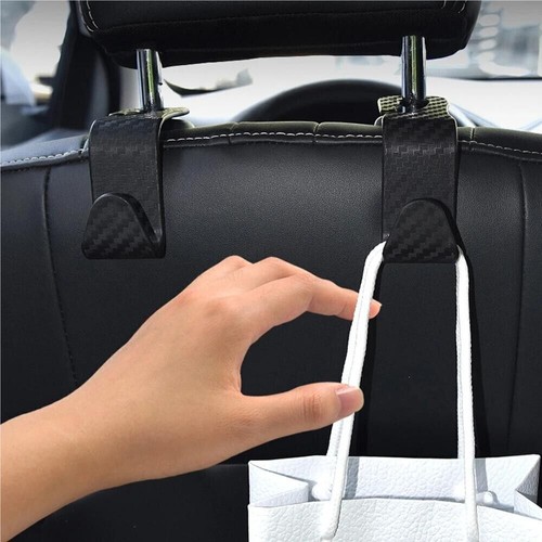 4Pcs Black Seat Organizer Holder Headrest Handbag Hook Powerful Storage Hanger - Picture 5 of 10