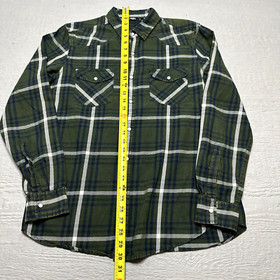 Nuon Shirt Mens Medium Green Plaid Button Up Pockets Long Sleeve Cotton Outdoor