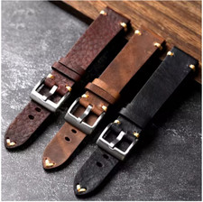 HandMade 18-22mm Aged Distressed Vintage Look Cow Leather Watch StrapBand NEW