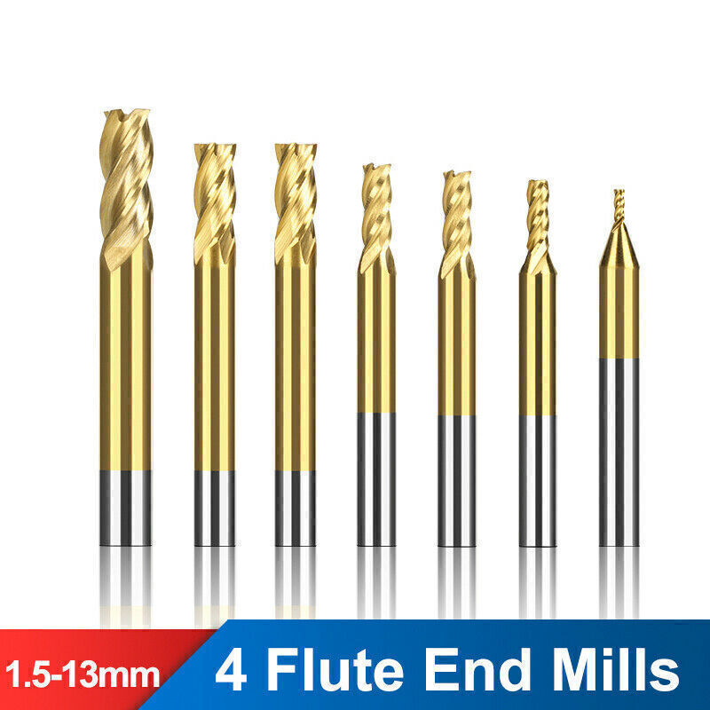 1PC/Set 4Flute 1.513mm TiN Coated End Mill HSS Milling Cutter Straight