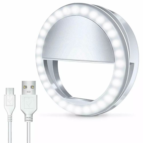 Selfie Portable LED Ring Fill Light Camera Flash for Cell Phone USB Rechargable - Afbeelding 2 van 9