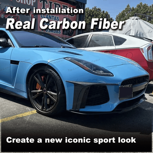 Fit for Jaguar F-type X152 16-19 Real Carbon Front Bumper Fins Splitters Canard - Picture 3 of 11