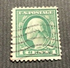 US Postage 1917 George Washington 1¢ Green Stamp. Scott 498. VF Great Condition.