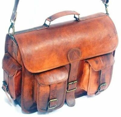 Leather Messenger Genuine Men Vintage  Business Laptop Briefcase Satchel Bag JMB