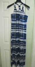 Matison Stone Maxi Printed Halter Dress Racerback Geometric Side Slit Size XS