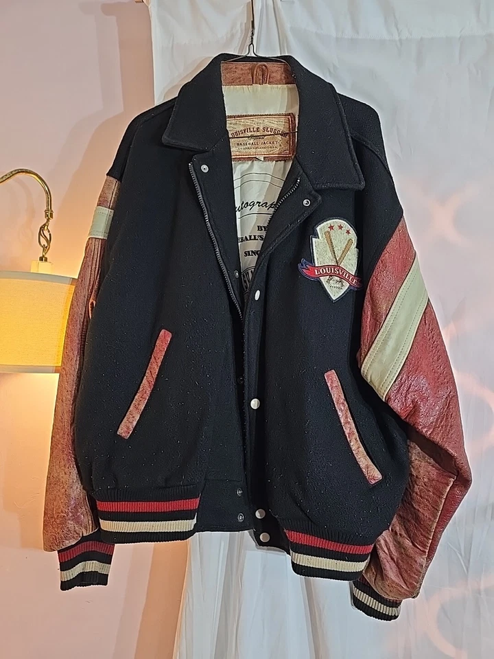 Vintage Louisville Slugger Wool and Leather Varsity Jacket Size Large - Image 2 of 4