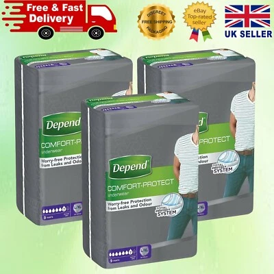 Depend Comfort Protect Incontinence Underwear for Men L/XL -9 Pants- Pack 3