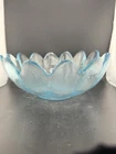 Blenko Glass Lotus Serving Bowl Light Blue 14 Petals 10.25” Diameter Textured